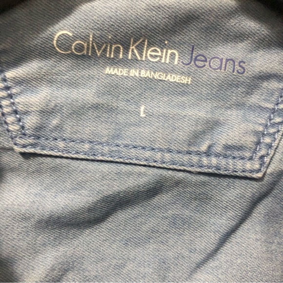 Calvin Klein Button Up Denim Men SZ L - Picture 11 of 12